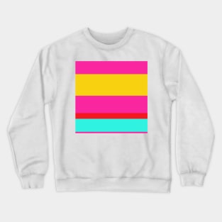 A mild association of Cherry Red, Persian Rose, Metallic Yellow and Fluorescent Blue stripes. Crewneck Sweatshirt